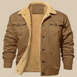 Men's Button Front Turn Down Collar Long Sleeve Pocket Jacket - Image 2