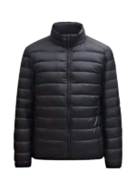 Men's Full Zip Stand Collar Quilted Long Sleeve Jacket Top