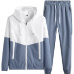 Men's Hooded Full Zip Long Sleeve Panel Pocket Jacket Top