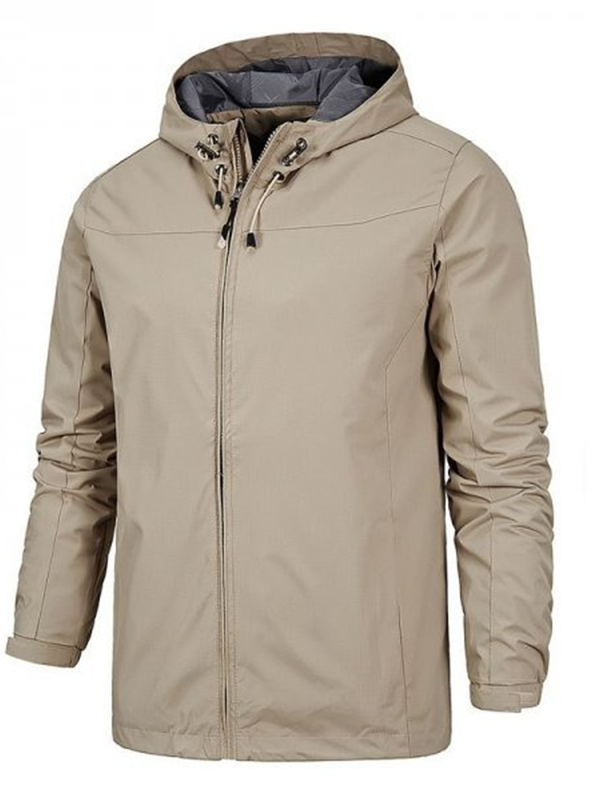 Untitled-1.png Men's Hooded Full Zip Long Sleeve Drawstring Jacket With Pockets - Image 1