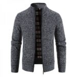 Men's Full Zip Stand Collar Long Sleeve Pocket Jacket Top - Image 2