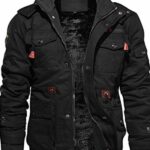 Men's Hooded Full Zip Long Sleeve Multi Pocket Jacket Top