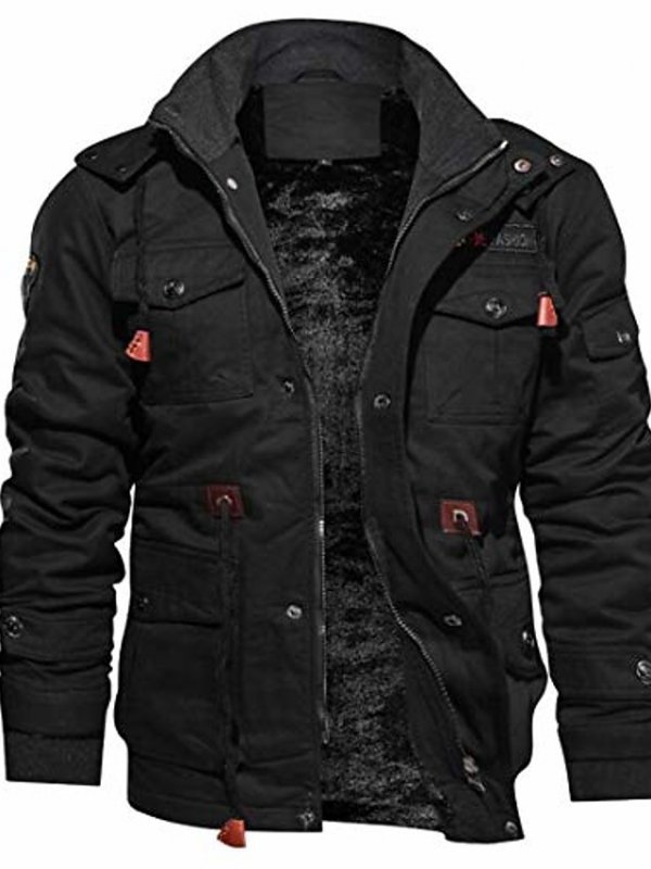 imgi_2_1c381576619eb1638ded4d0b0d30f25f.jpg Men's Hooded Full Zip Long Sleeve Multi Pocket Jacket Top - Image 1