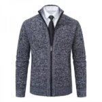 Men's Full Zip Stand Collar Long Sleeve Casual Jacket Top - Image 2