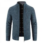 Men's Full Zip Stand Collar Long Sleeve Pocket Jacket Top - Image 3