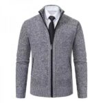 Men's Full Zip Stand Collar Long Sleeve Casual Jacket Top - Image 3