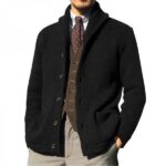 Men's Button Front Shawl Collar Long Sleeve Pocket Jacket Outerwear - Image 2