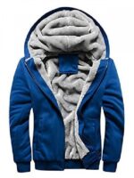 Men's Hooded Full Zip Long Sleeve Lined Jacket With Cuffs
